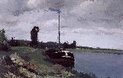 Camille Pissarro River boat painting